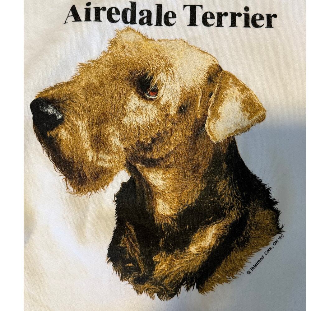Airedale Terrier Adult XL White Cotton Blend Hanes Activewear Cozy Sweatshirt - Picture 3 of 6